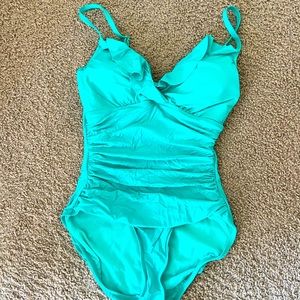 Aqua Ralph Lauren one piece ruffle swimsuit sz 12